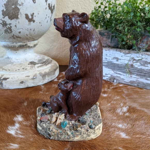 Vtg Plaster Chalkware Bear Cubs Statue Figurine - Picture 3 of 11